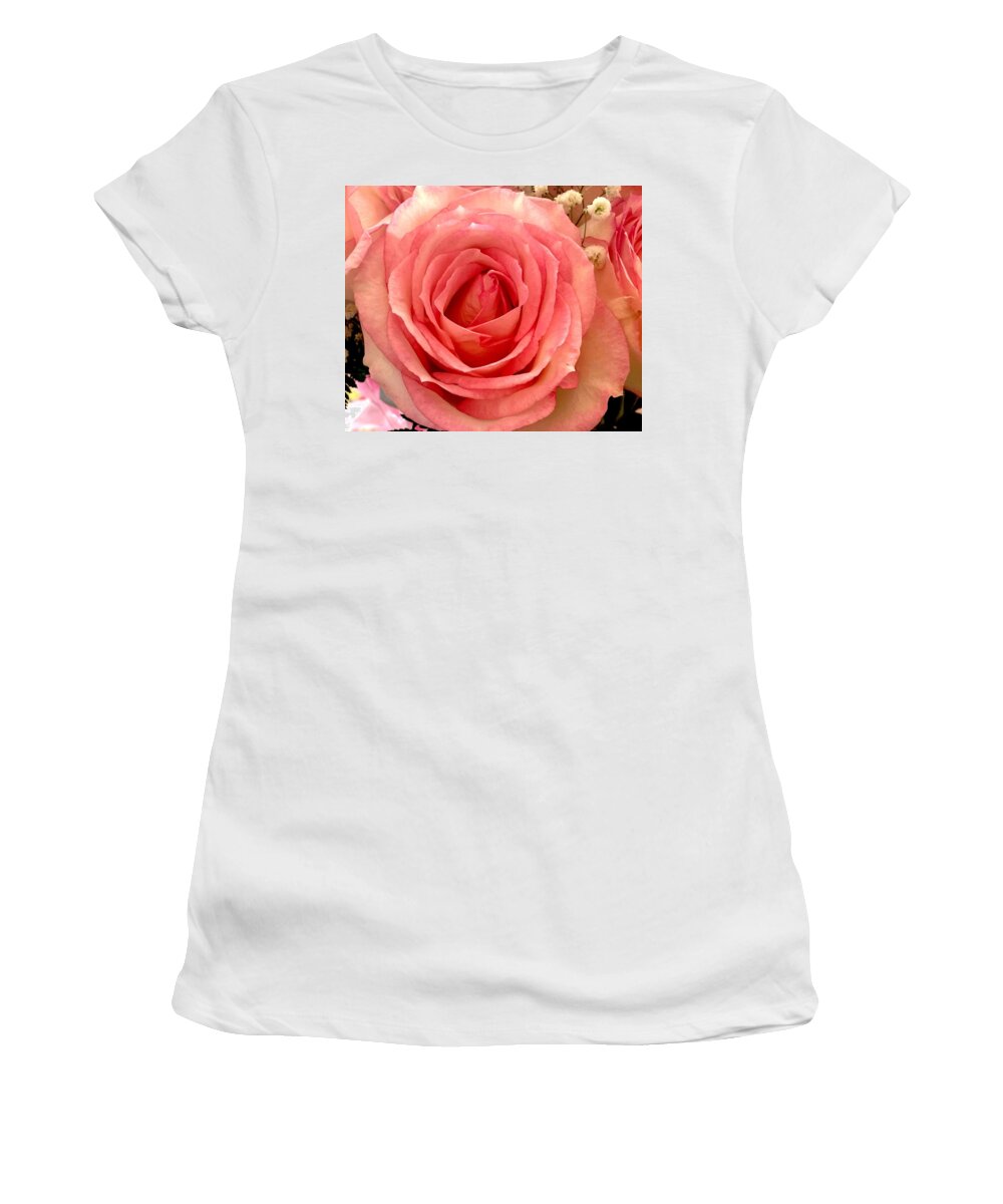 Rose Women's T-Shirt featuring the photograph Perfectly Pink Rose by Femina Photo Art By Maggie