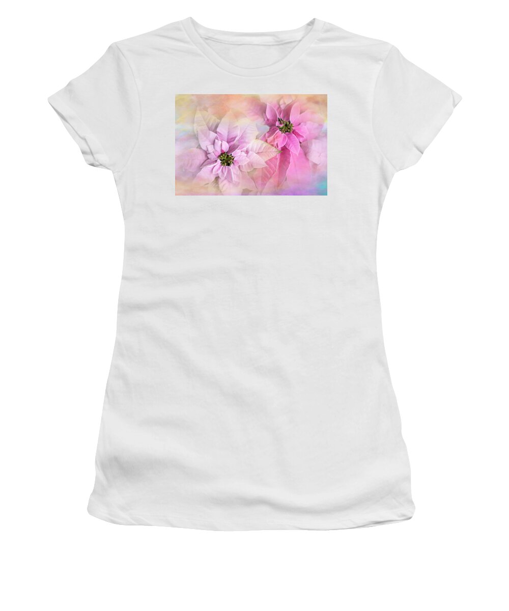 Poinsettia Women's T-Shirt featuring the photograph Pink Poinsettias by Theresa Tahara