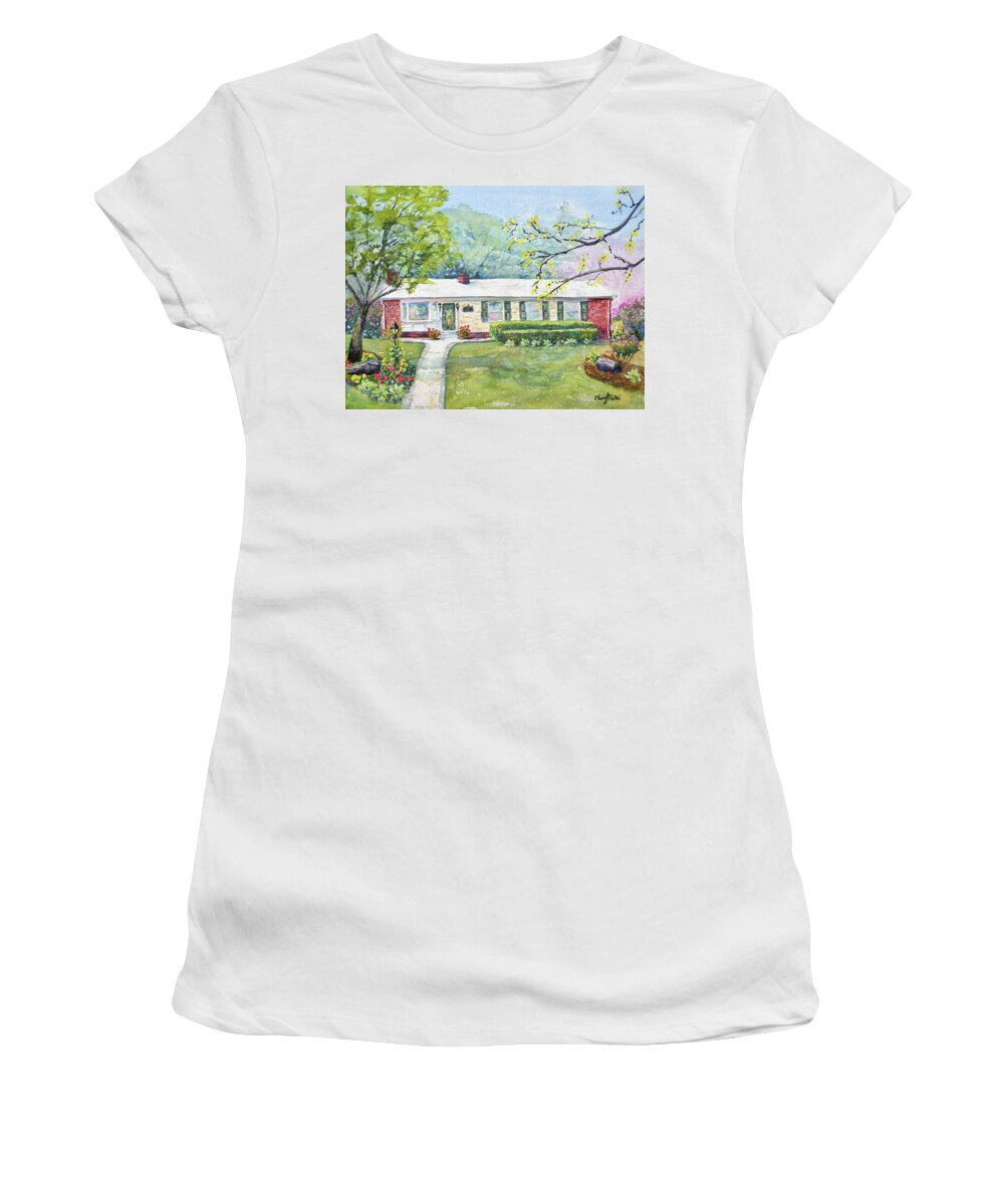 Brick House Women's T-Shirt featuring the painting Pittsburg Home by Cheryl Prather