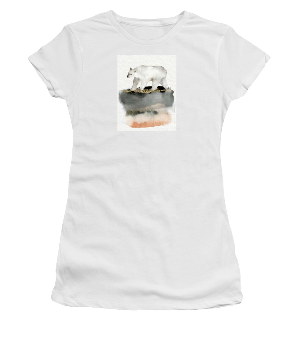 Polar Bear Women's T-Shirt featuring the painting Polar Bear Watercolor Animal Painting by Garden Of Delights