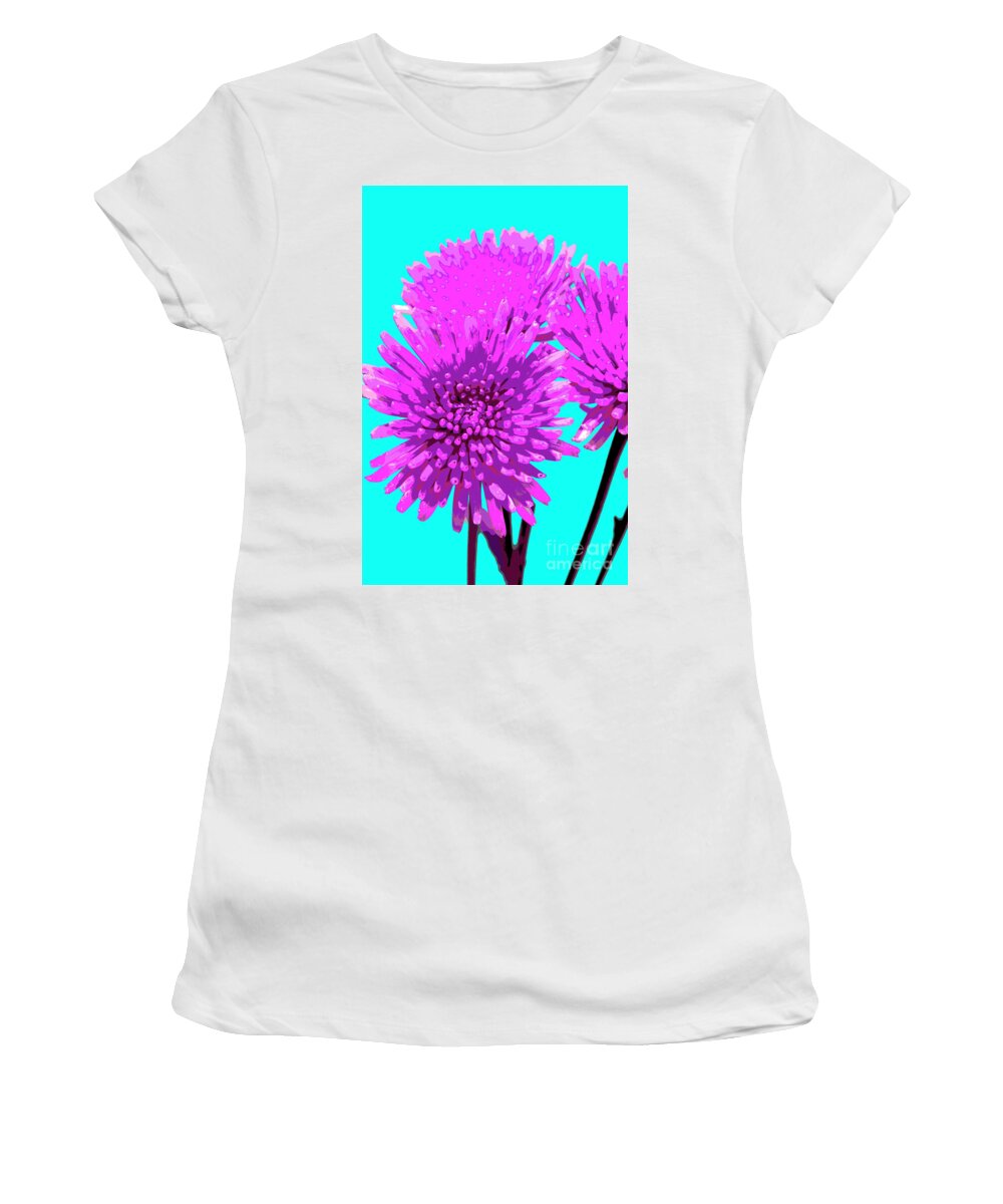 Popart Women's T-Shirt featuring the photograph PopART Anastacia Chrysanthemum-Magenta-Turquoise by Renee Spade Photography