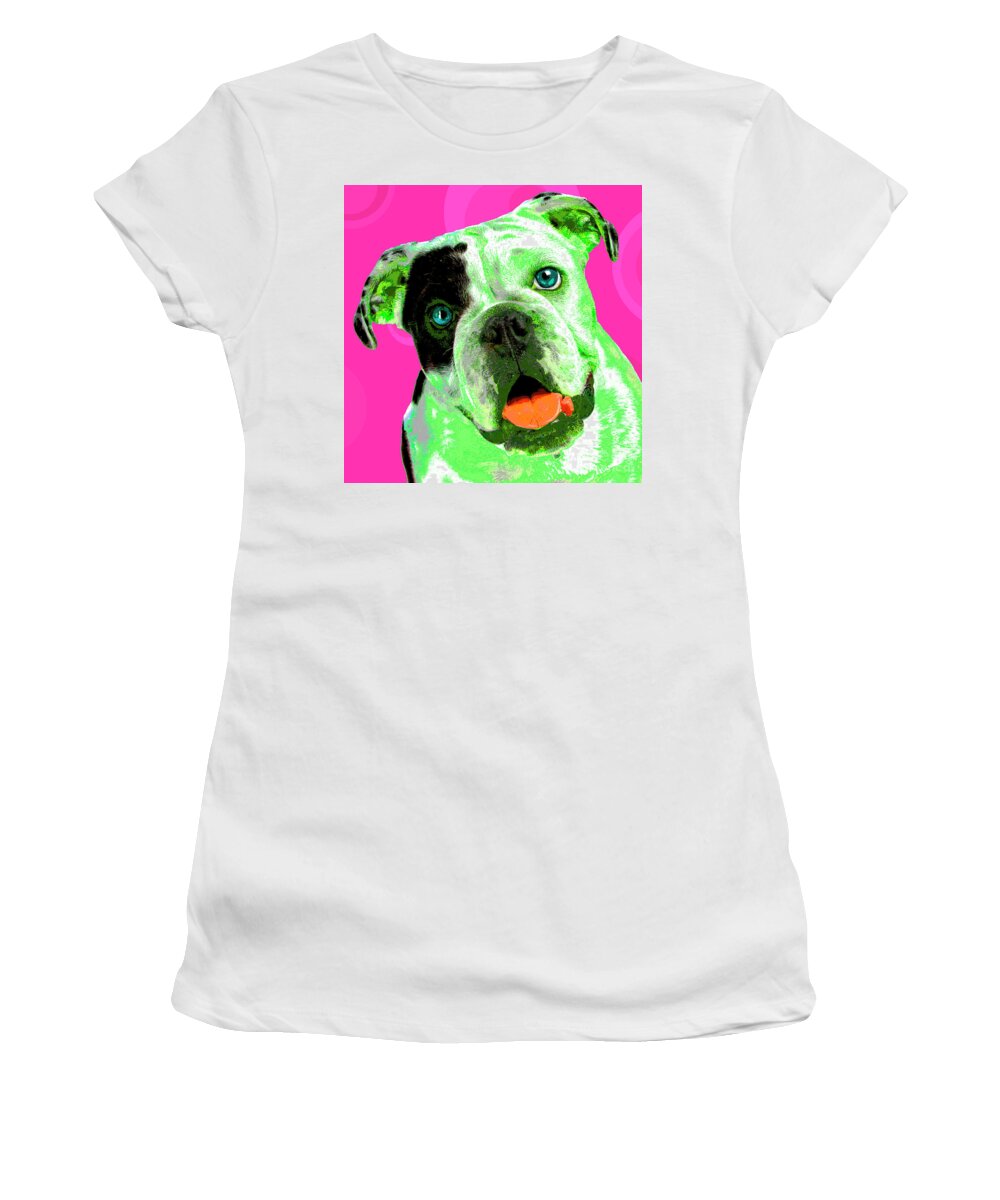 Dogs Women's T-Shirt featuring the photograph PopART Bulldog Puppy by Renee Spade Photography