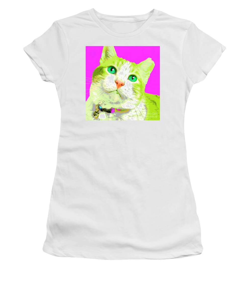 Cat Women's T-Shirt featuring the photograph PopART Tabby Cat by Renee Spade Photography