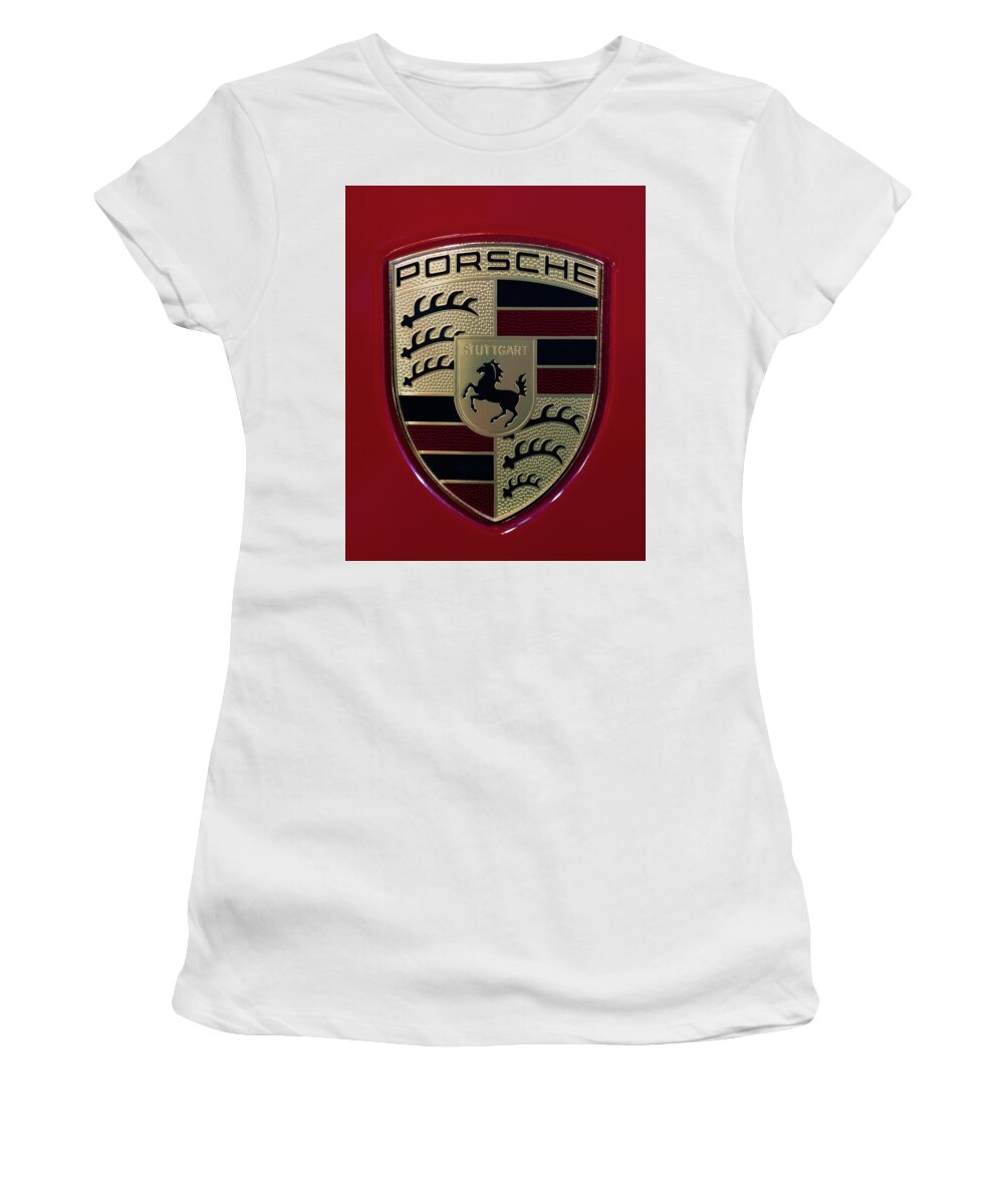 911 Women's T-Shirt featuring the photograph Porsche Emblem by Sebastian Musial