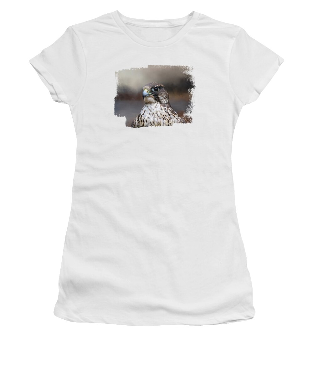 Falcon Women's T-Shirt featuring the photograph Portrait of a Eurasian Falcon by Elisabeth Lucas