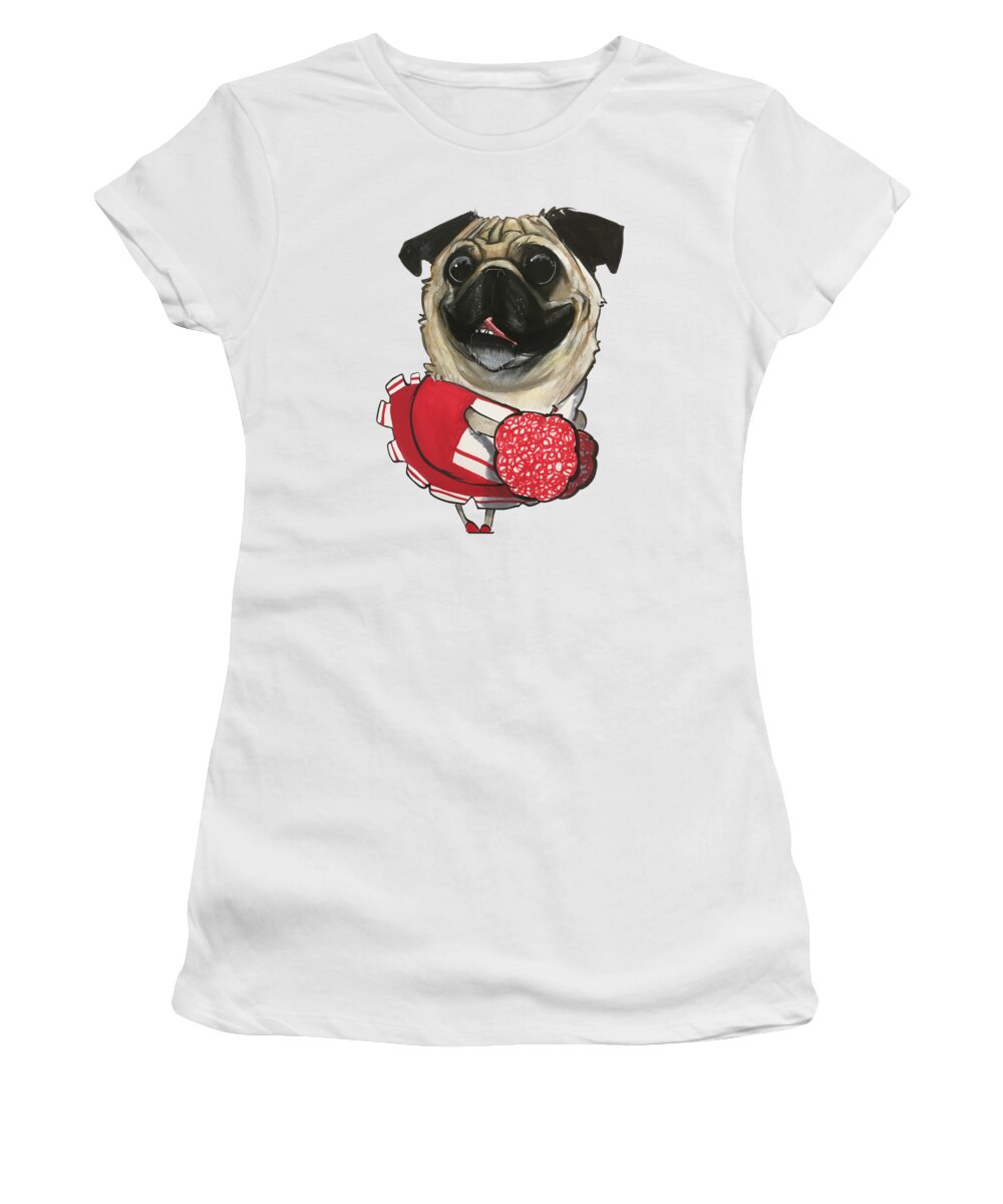 Powderpuff Women's T-Shirt featuring the drawing Powderpuff Bennett 4261 by Canine Caricatures By John LaFree
