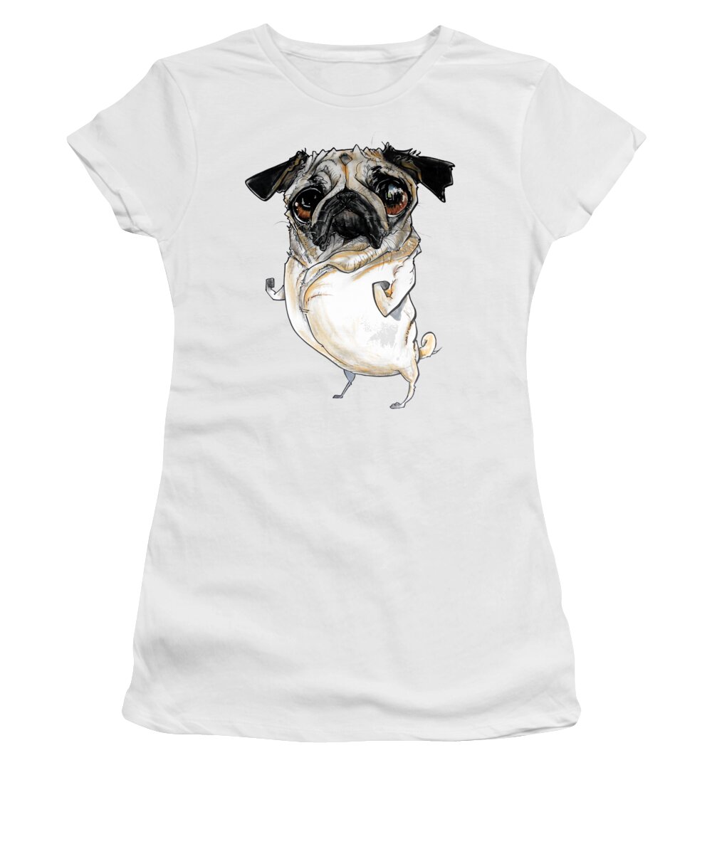Pug Women's T-Shirt featuring the drawing Pug by Canine Caricatures By John LaFree