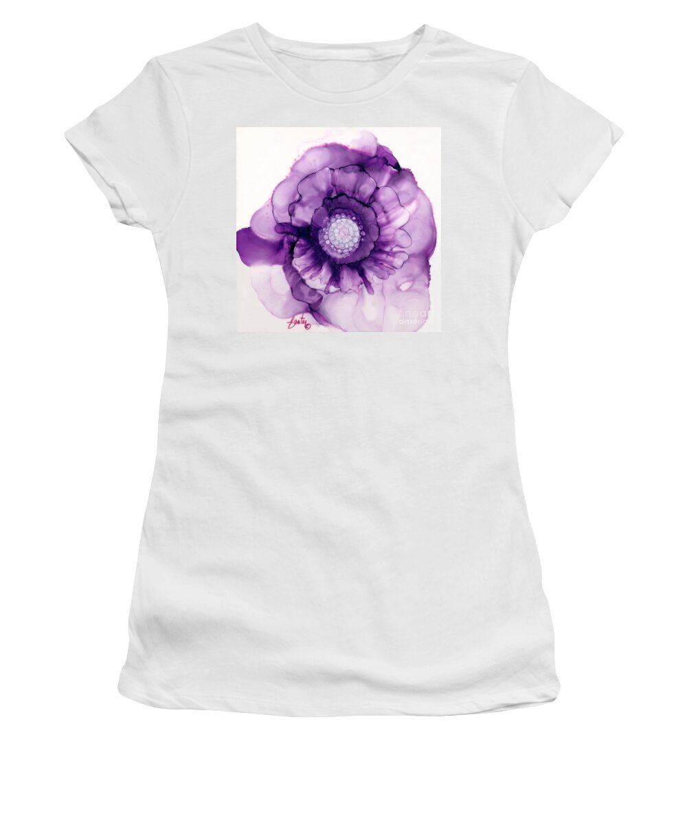 Purple Passion Flower Women's T-Shirt featuring the painting Purple Passion Flower by Daniela Easter
