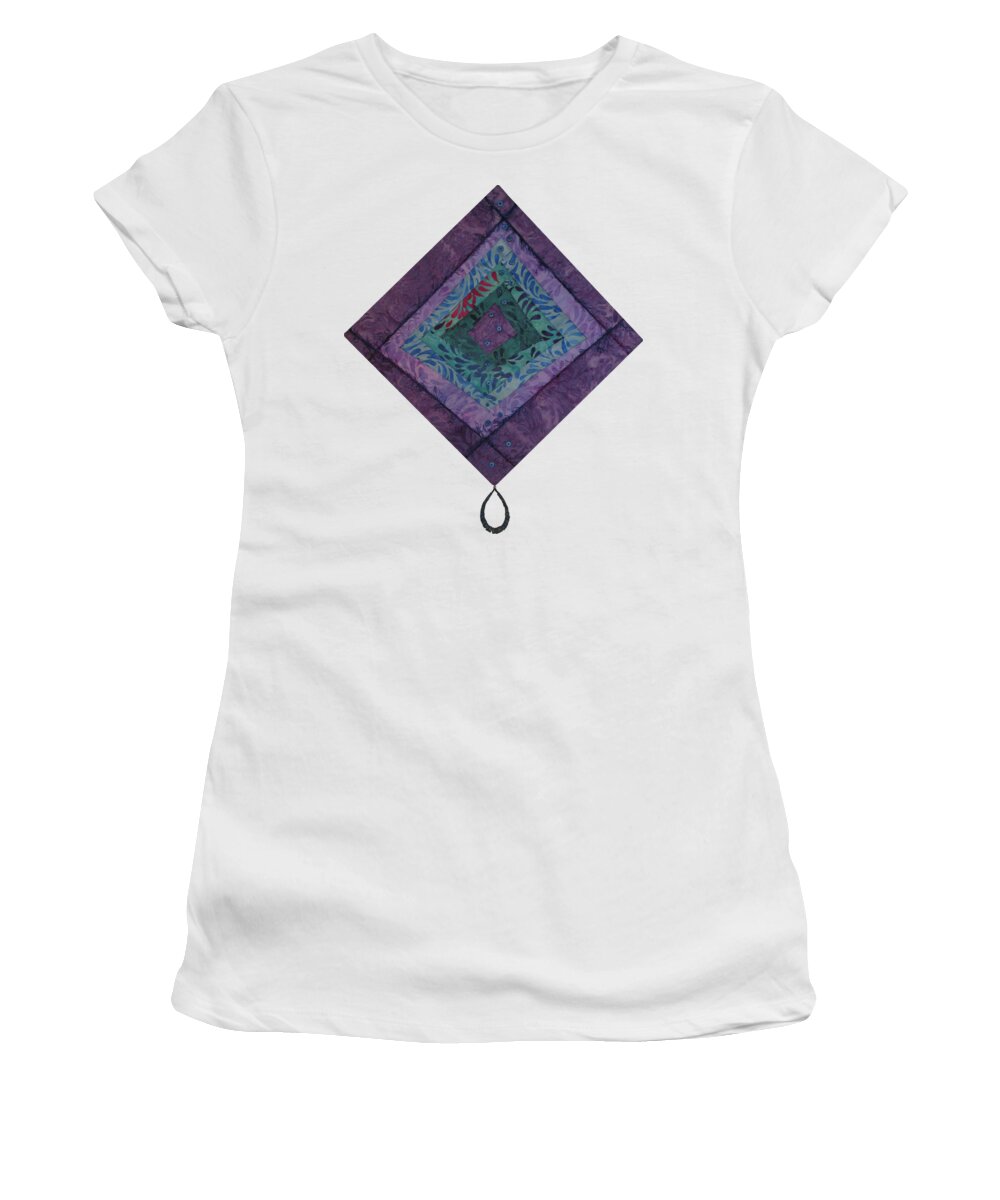 Purple Women's T-Shirt featuring the tapestry - textile Purple Raindrop by Pam Geisel
