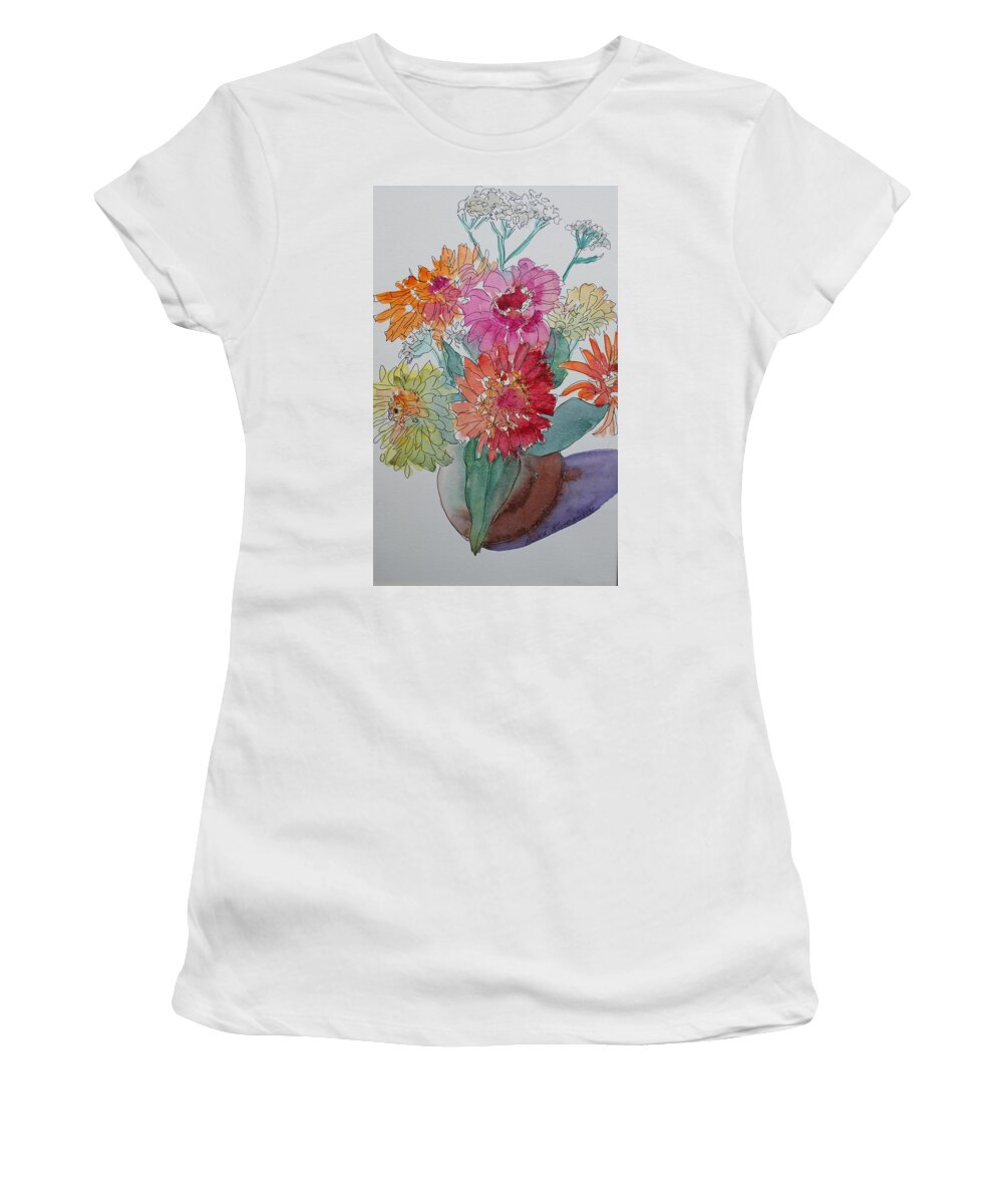 Bouquet Women's T-Shirt featuring the painting Quick Pick by Ruth Kamenev