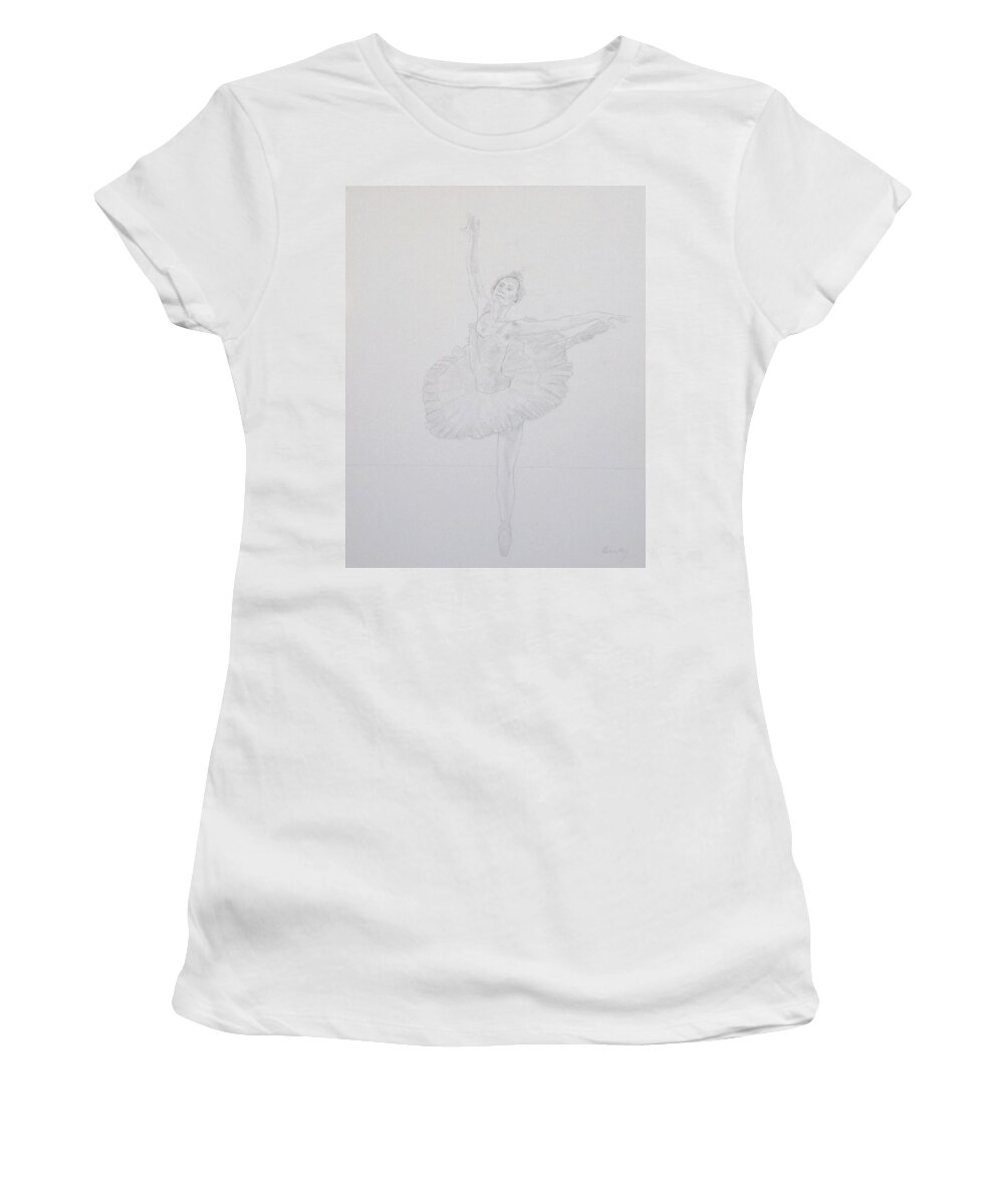 Figure Women's T-Shirt featuring the drawing Quintessential Ballet 3 by Carl Owen