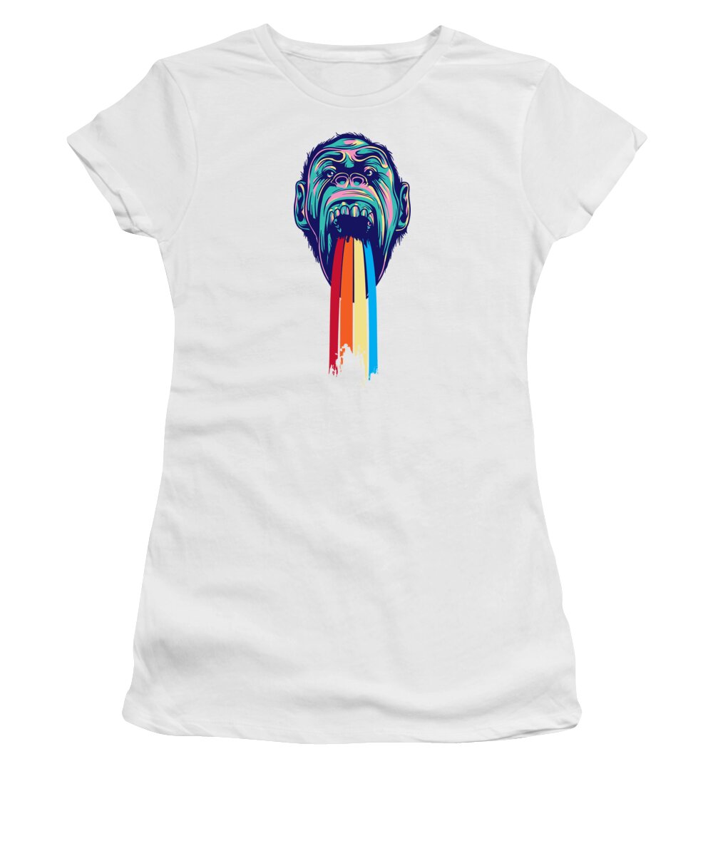 Lgbtq Women's T-Shirt featuring the digital art Rainbow Tongued Monkey by Jacob Zelazny