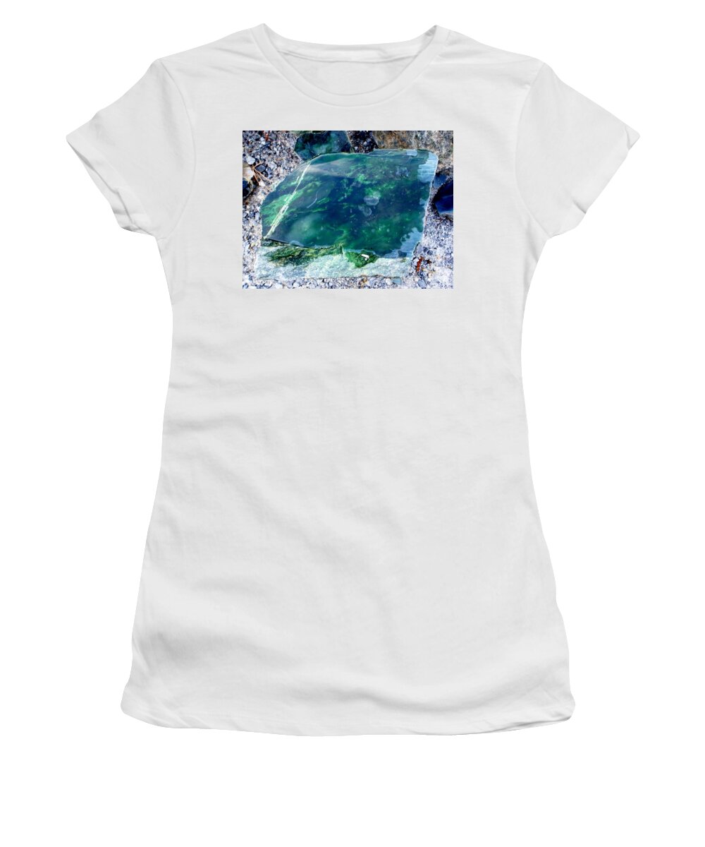 Jade Women's T-Shirt featuring the photograph Raw Jade Rock by Mary Deal