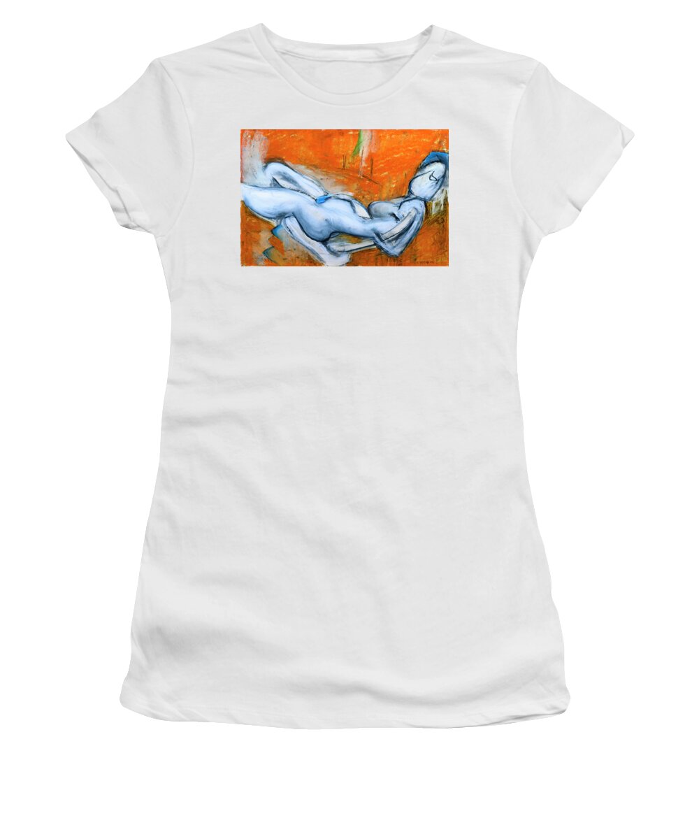 Body Women's T-Shirt featuring the drawing Reclining Nude by Paul Vitko