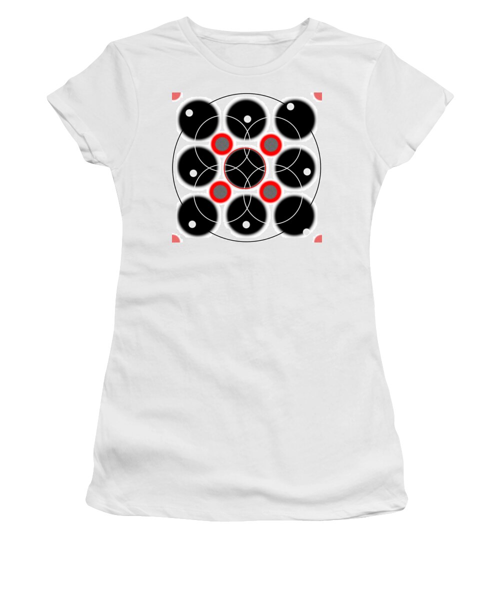 Corners Women's T-Shirt featuring the digital art Red Dot District 1 by Designs By L