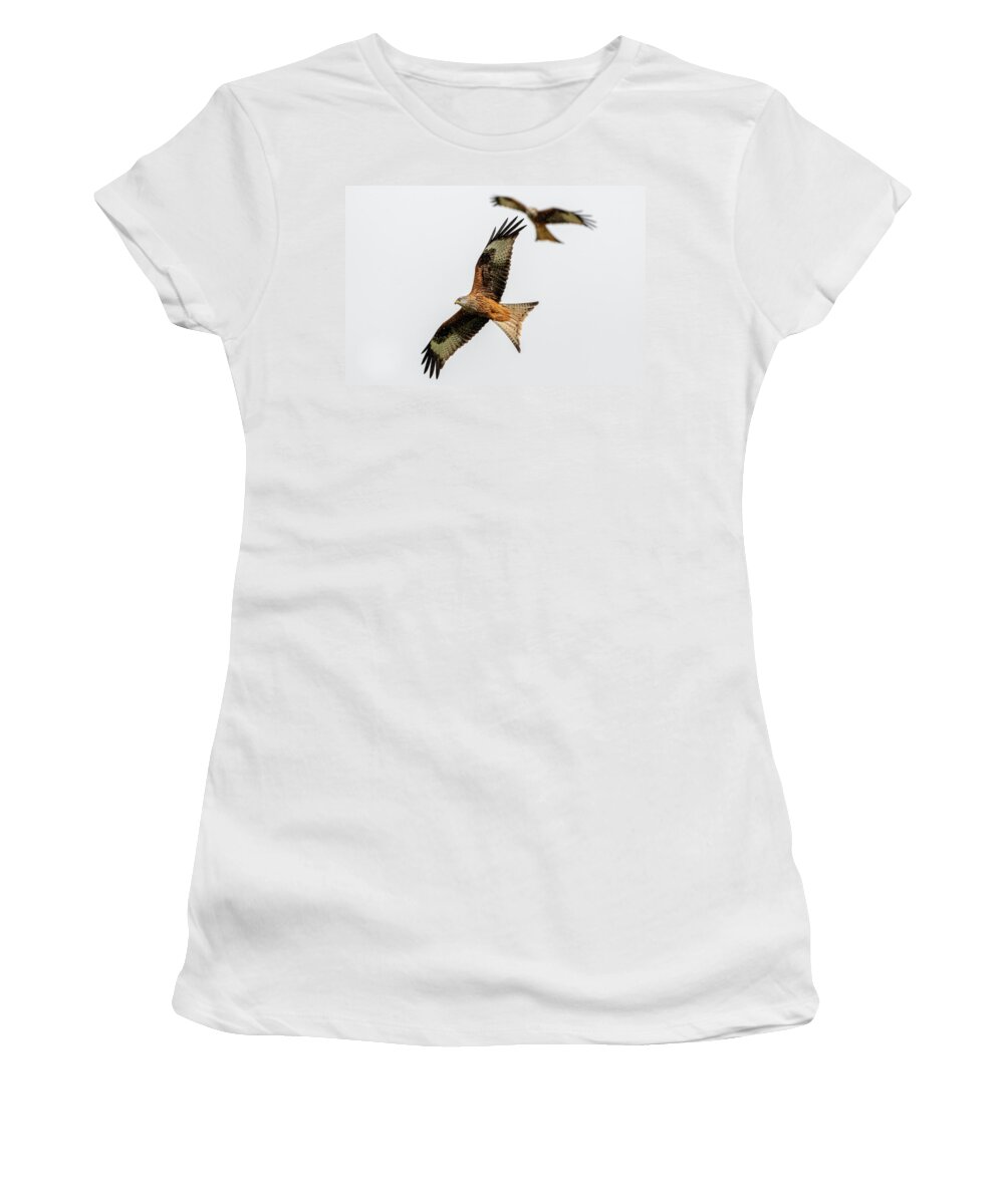 Red Kite Women's T-Shirt featuring the photograph Red Kite turning by Mark Hunter