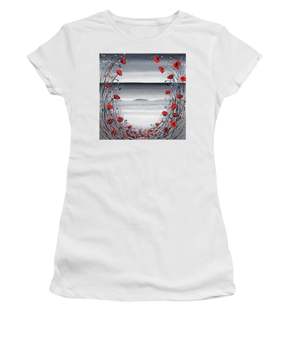 Red Poppies Women's T-Shirt featuring the painting Relax on the Beach by Amanda Dagg