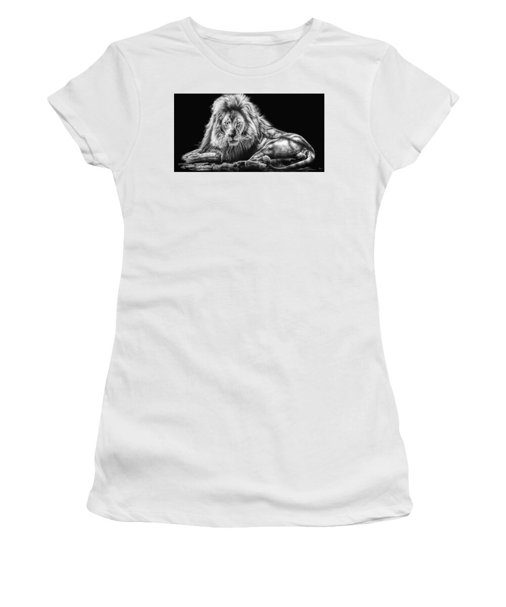 Lion Women's T-Shirt featuring the drawing Reliance by Casey 'Remrov' Vormer