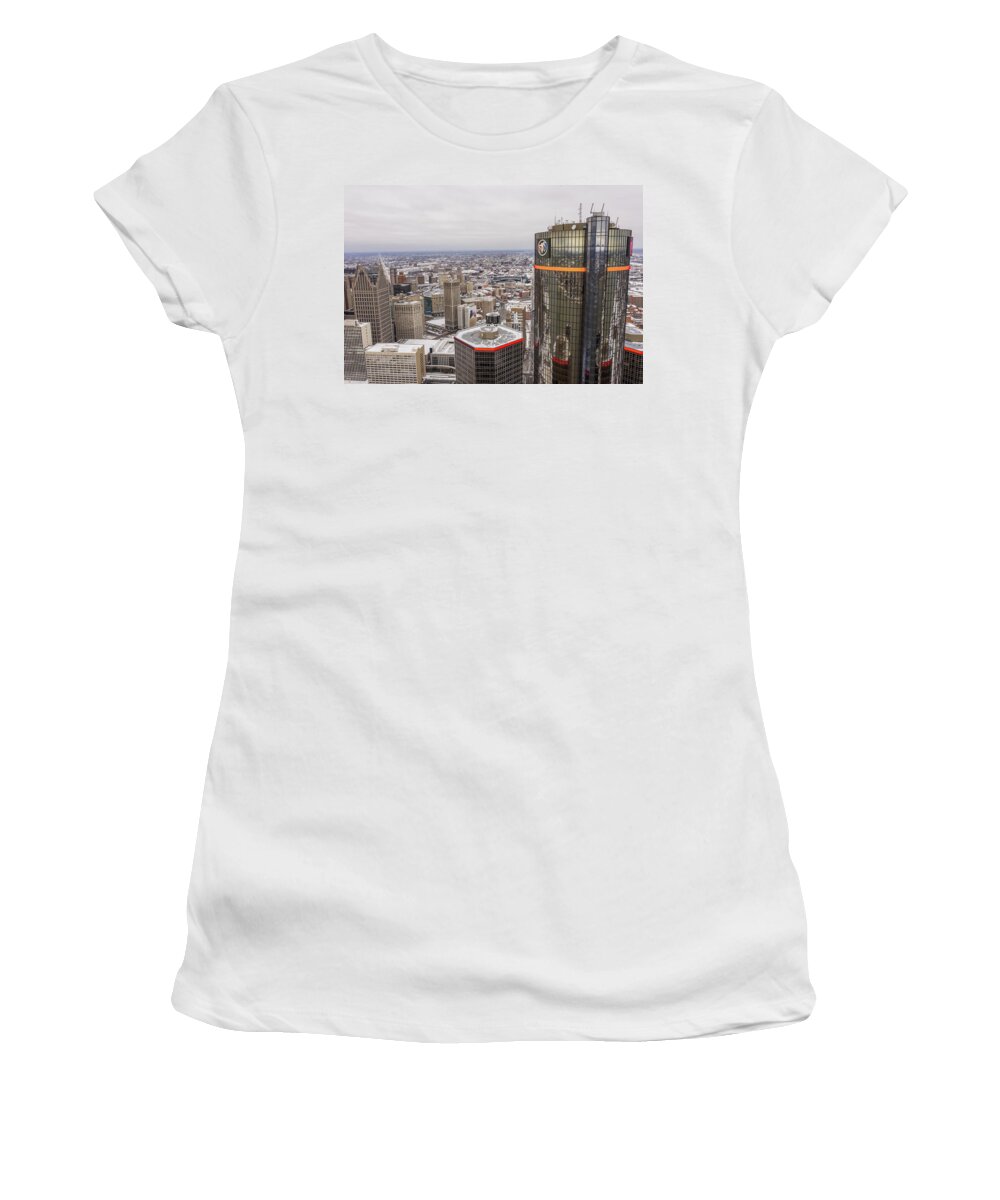 Detroit Women's T-Shirt featuring the photograph Renaissance Center Detroit by John McGraw