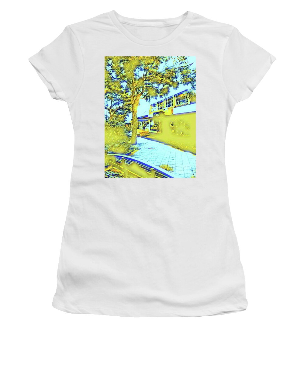 City Women's T-Shirt featuring the digital art Rest In The City - Yellow by Tracey Lee Cassin