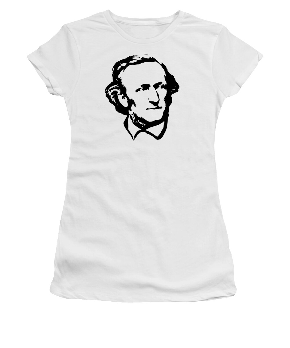 Richard Wagner Women's T-Shirt featuring the digital art Richard Wagner Black On White by Filip Schpindel