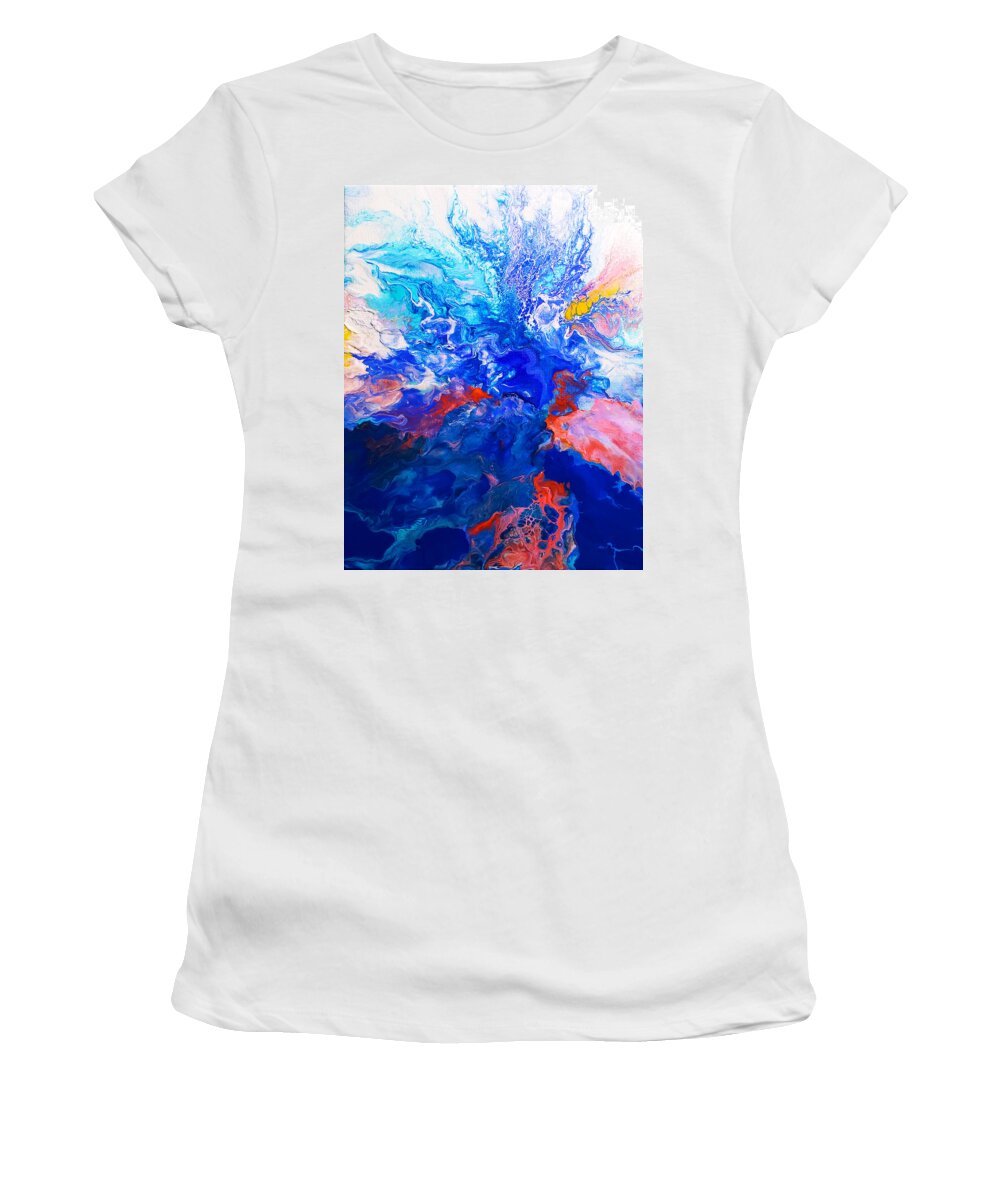 Abstract Women's T-Shirt featuring the painting Rising Sea by Christine Bolden