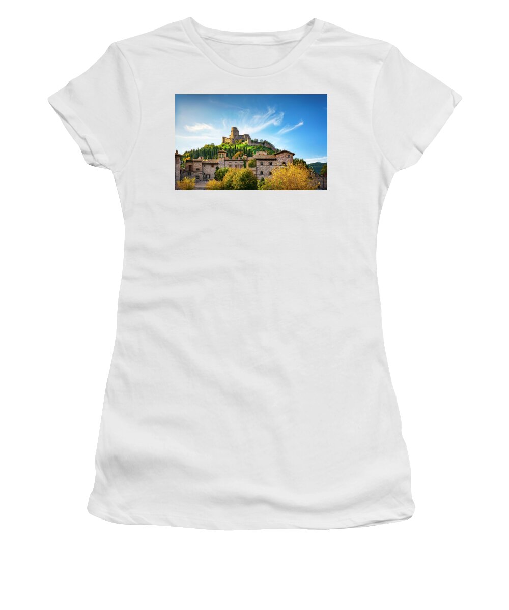 Assisi Women's T-Shirt featuring the photograph Rocca Maggiore fortress. Assisi by Stefano Orazzini