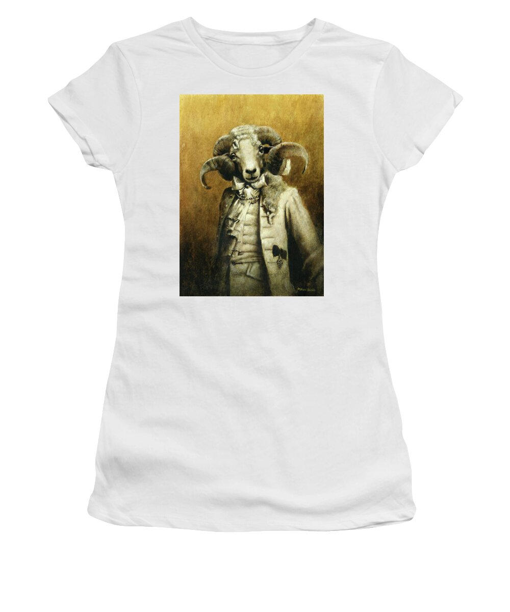 Ram Women's T-Shirt featuring the painting Rococo Ram by Michael Thomas