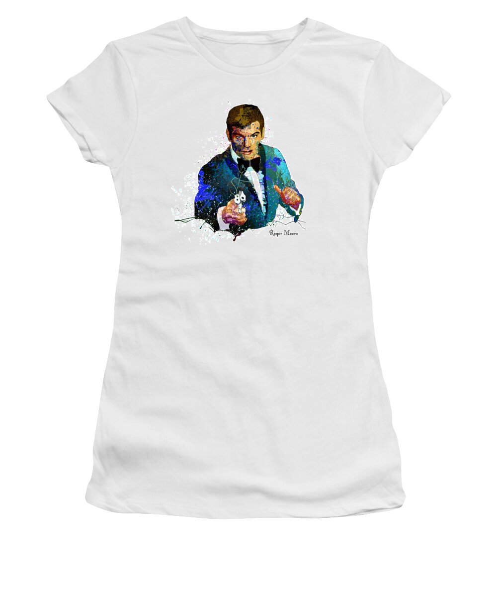 Acrylics Women's T-Shirt featuring the painting Roger Moore by Miki De Goodaboom
