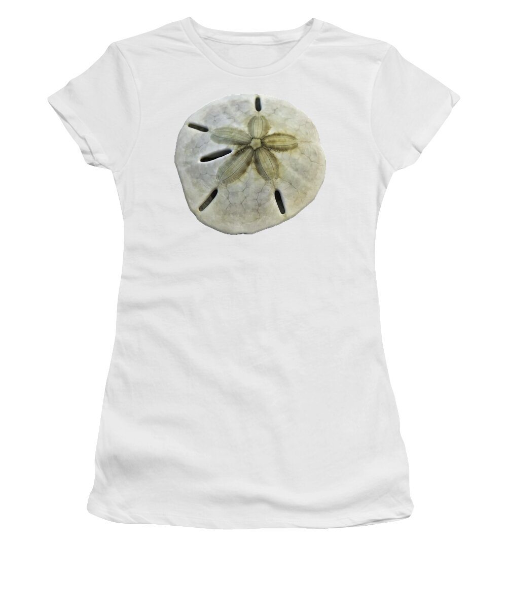 Sand Dollar Women's T-Shirt featuring the photograph Sand Dollar Beachcombing by Bill Swartwout
