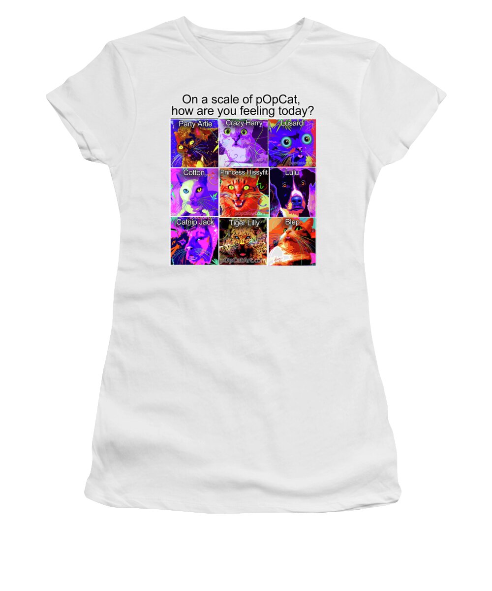 Scale Of Poppet Women's T-Shirt featuring the painting Scale Of pOpCat by DC Langer