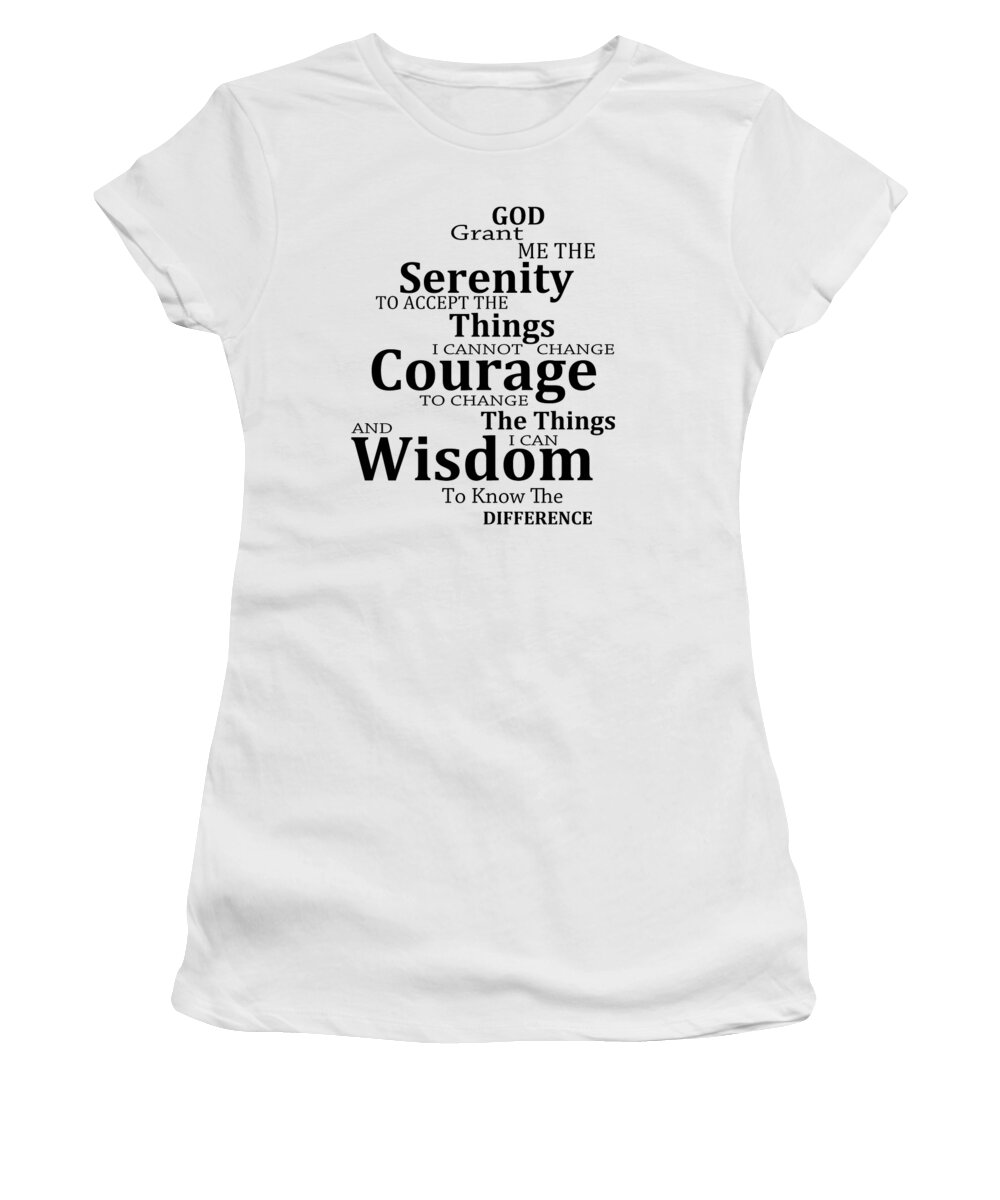 Serenity Prayer Women's T-Shirt featuring the painting Serenity Prayer 6 - Simple Black And White by Sharon Cummings