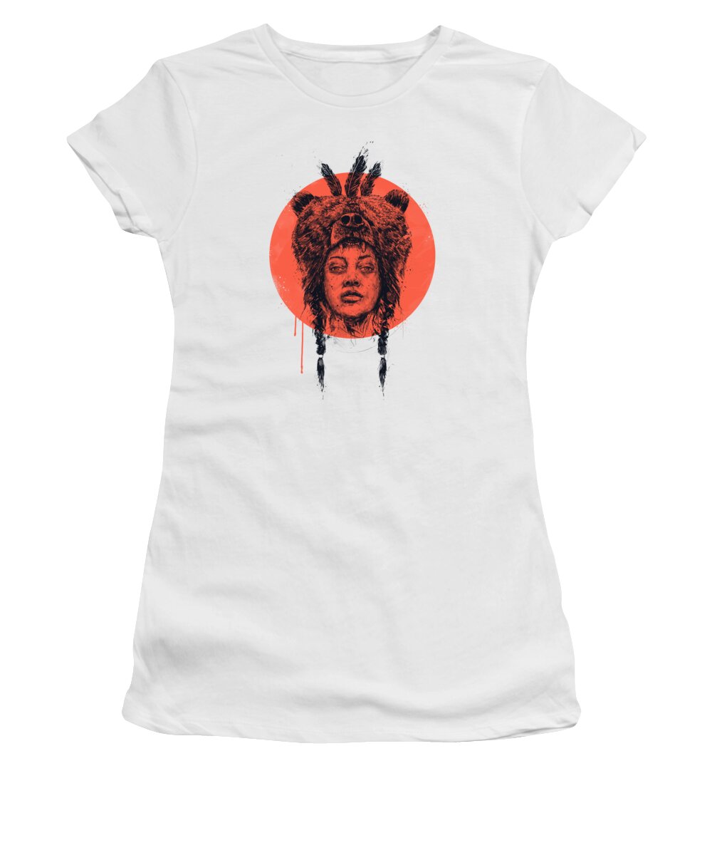 Girl Women's T-Shirt featuring the drawing Shaman by Balazs Solti