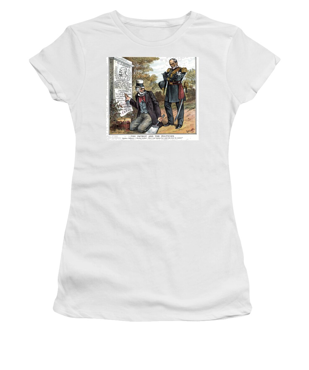 1885 Women's T-Shirt featuring the drawing Sherman Cartoon, 1885 by Bernhard Gillam