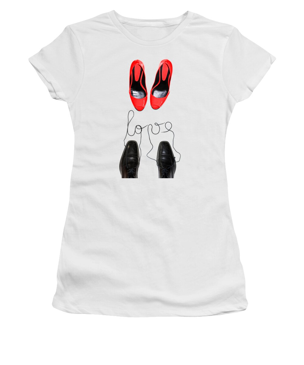 Valentine Women's T-Shirt featuring the photograph Shoes in love by Delphimages Photo Creations