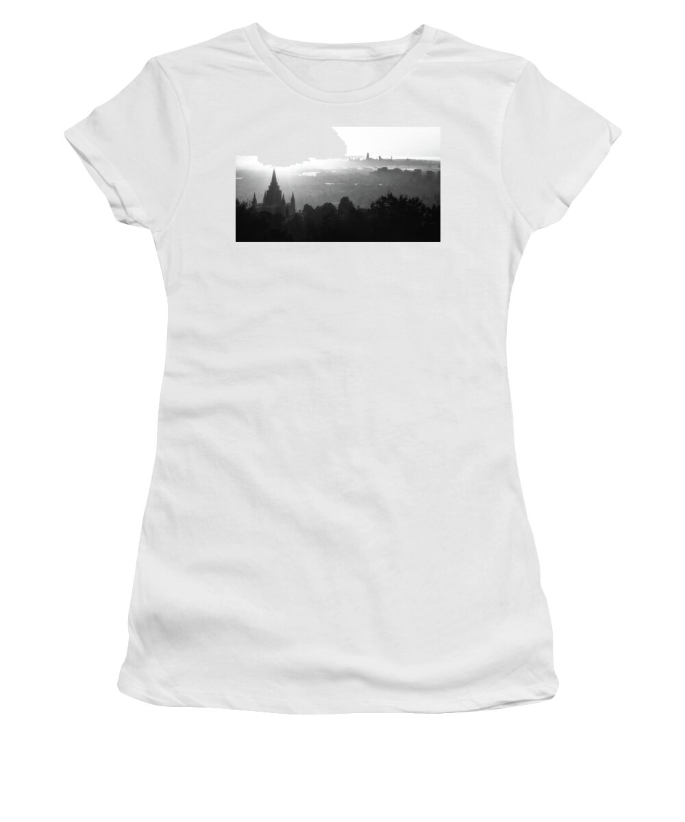 Landscape Women's T-Shirt featuring the photograph Silhouetted Temple by Laura Macky