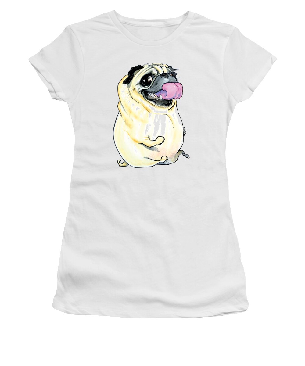 Pug Women's T-Shirt featuring the drawing Silly Pug by Canine Caricatures By John LaFree