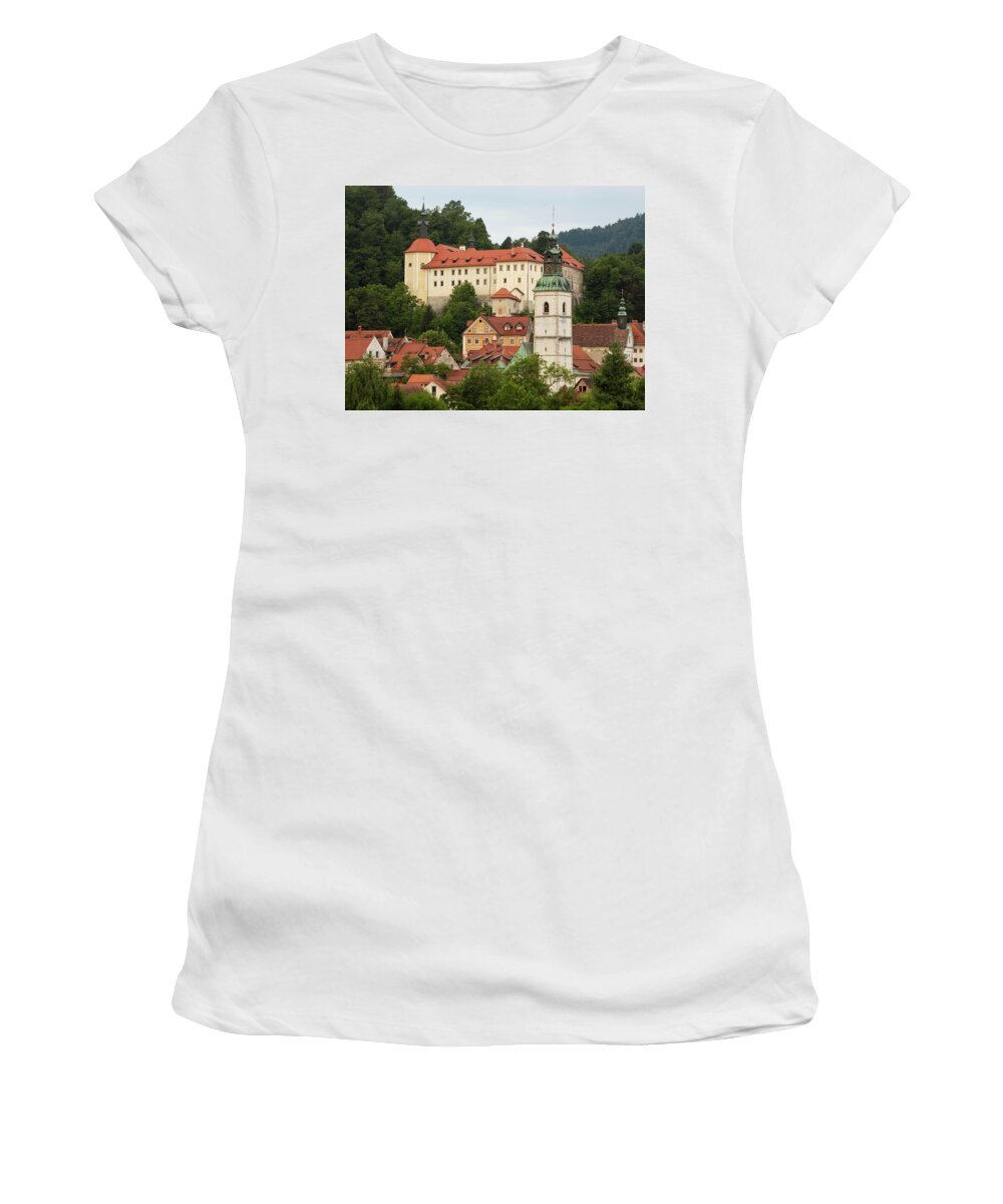 Skofja Loka Women's T-Shirt featuring the photograph Skofja Loka Castle by Ian Middleton