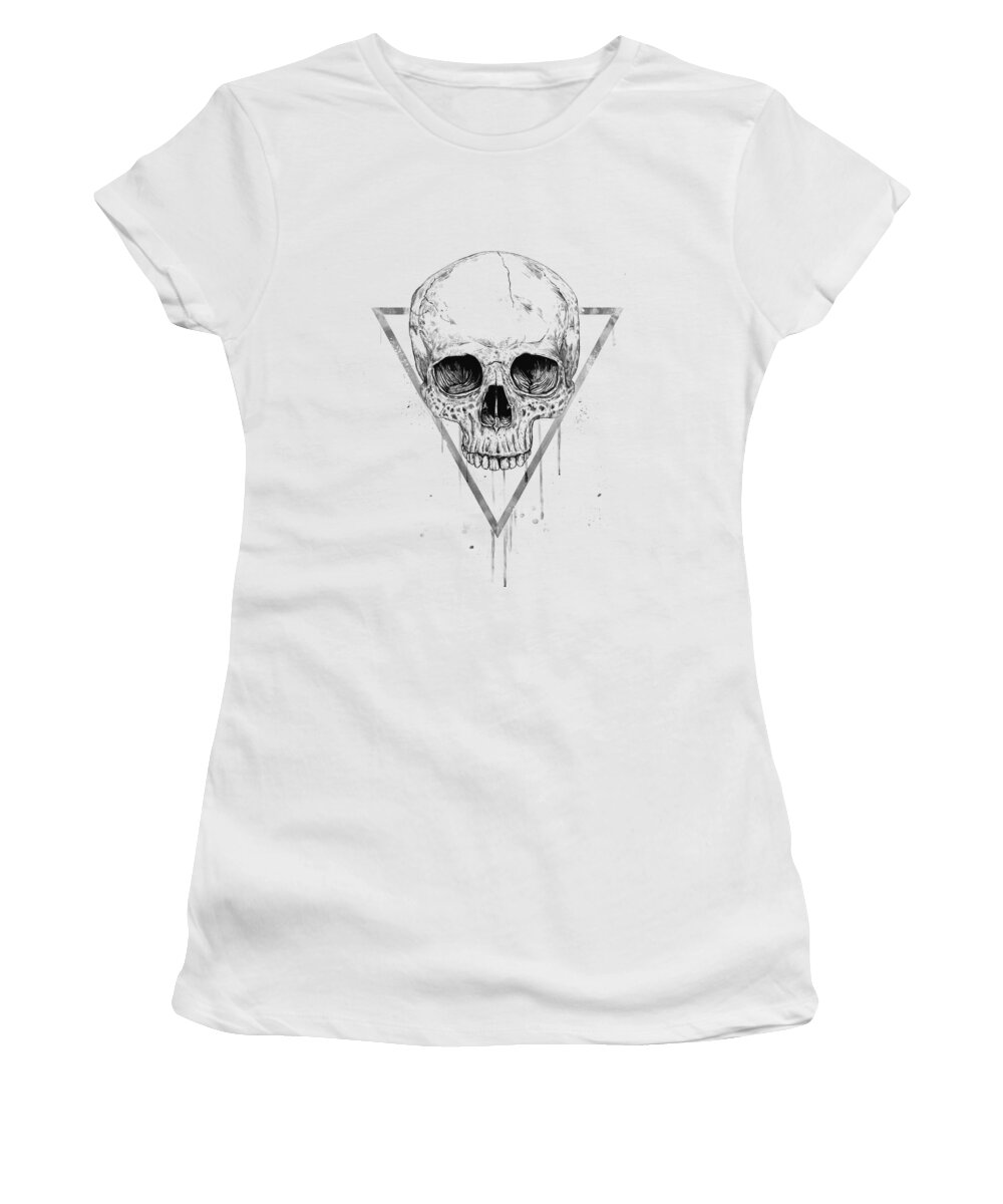 Skull Women's T-Shirt featuring the drawing Skull in a triangle II by Balazs Solti