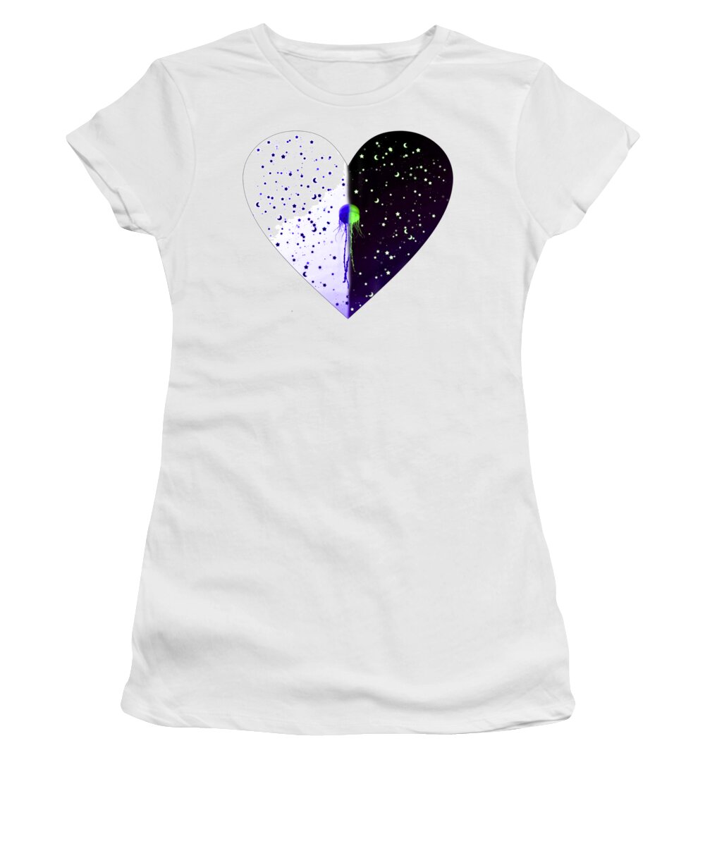 Sky Women's T-Shirt featuring the digital art SkY Heart Jellyfish by Auranatura Art