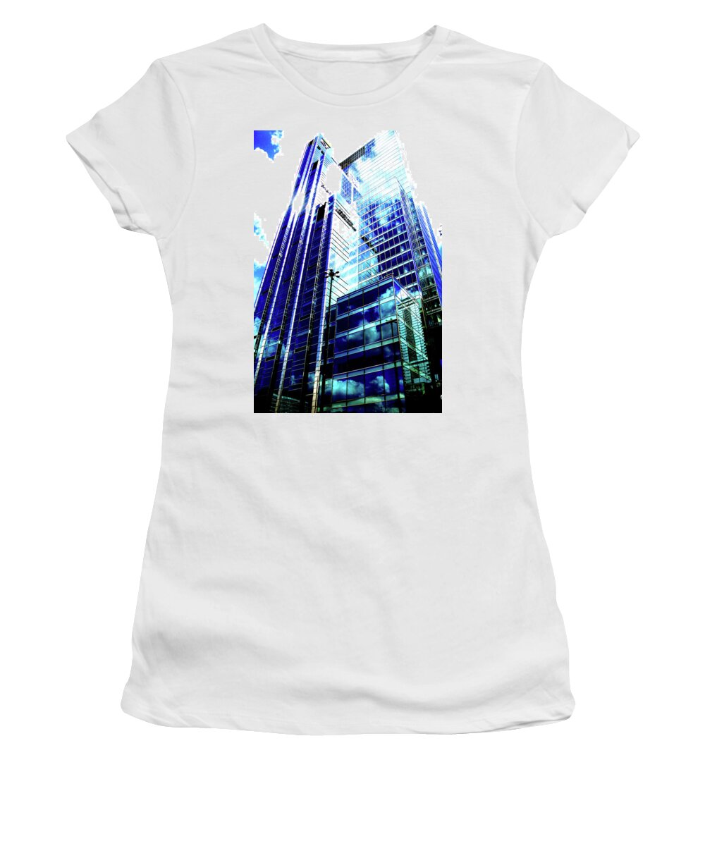 Skyscraper Women's T-Shirt featuring the photograph Skyscraper In Clouds In Warsaw, Poland 7 by John Siest