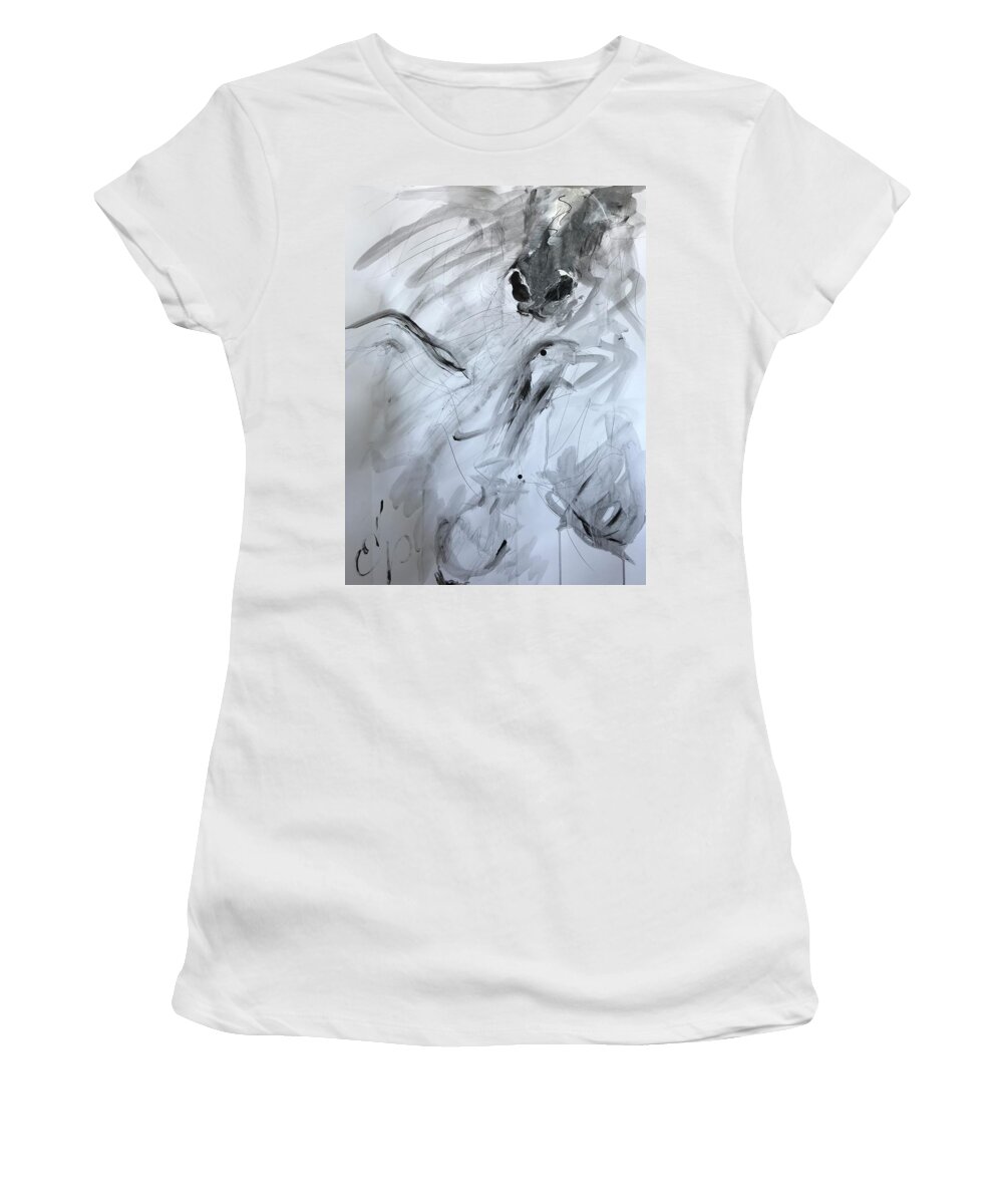Horse Women's T-Shirt featuring the painting Snorting by Elizabeth Parashis