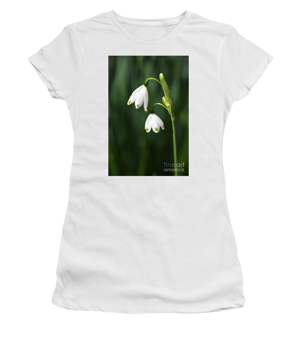 Snowdrop Flowers Women's T-Shirt featuring the photograph Snowdrops Painted Finger Nails by Joy Watson