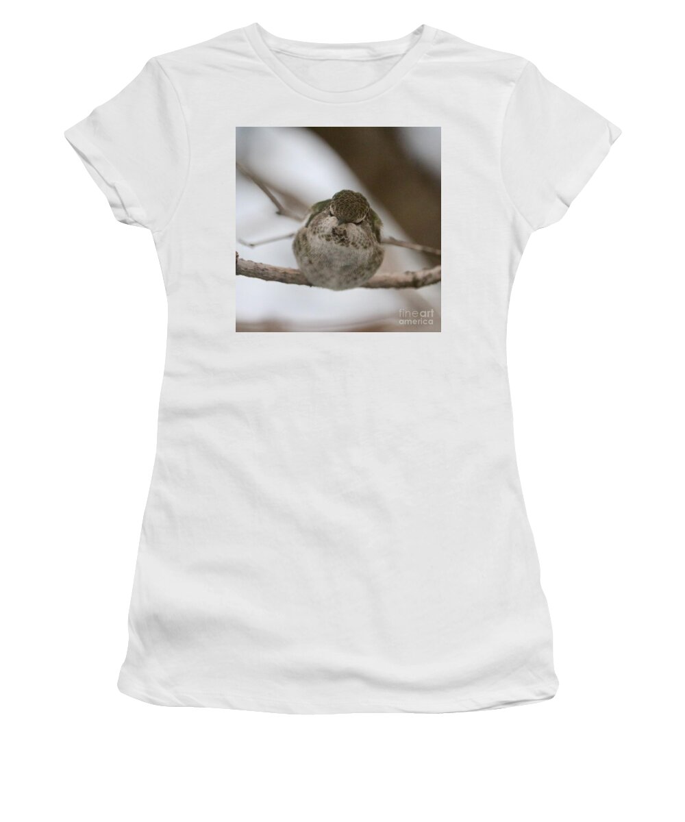 Hummingbird Women's T-Shirt featuring the photograph Snuggly Sleeping Hummingbird by Carol Groenen