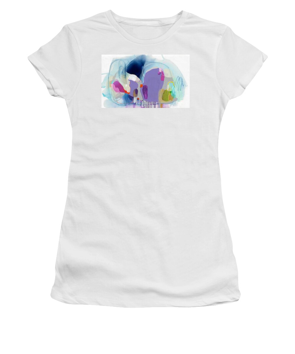 Abstract Women's T-Shirt featuring the painting Sometime in June by Claire Desjardins