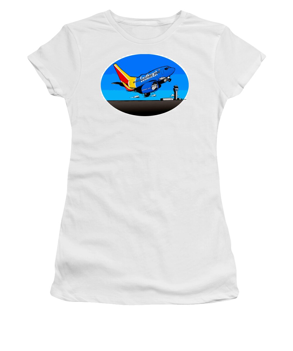 Boeing Women's T-Shirt featuring the drawing Southwest 737 by Michael Hopkins