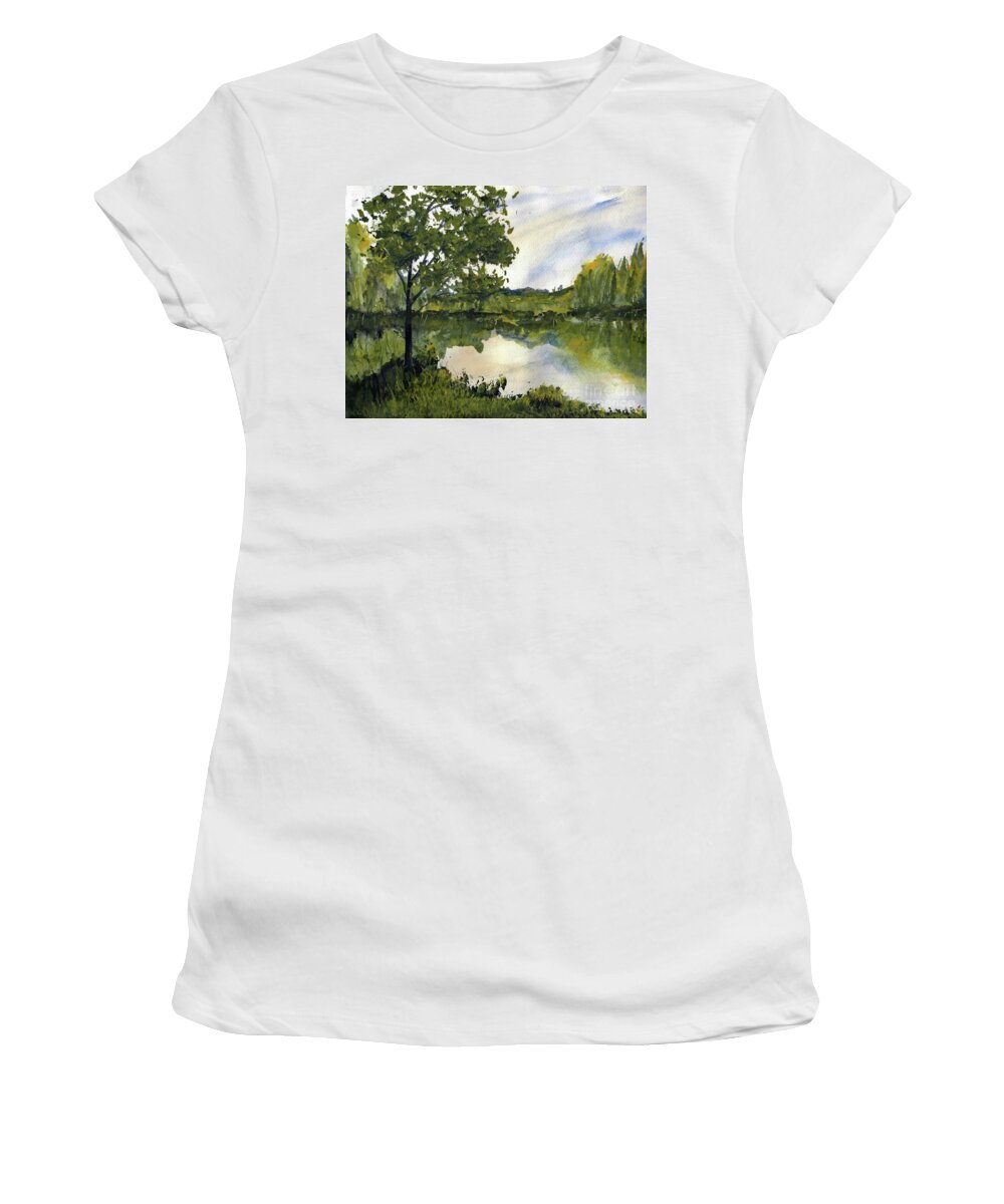 Suwannee Women's T-Shirt featuring the painting Spring Comes Slowly on the Suwannee River by Randy Sprout