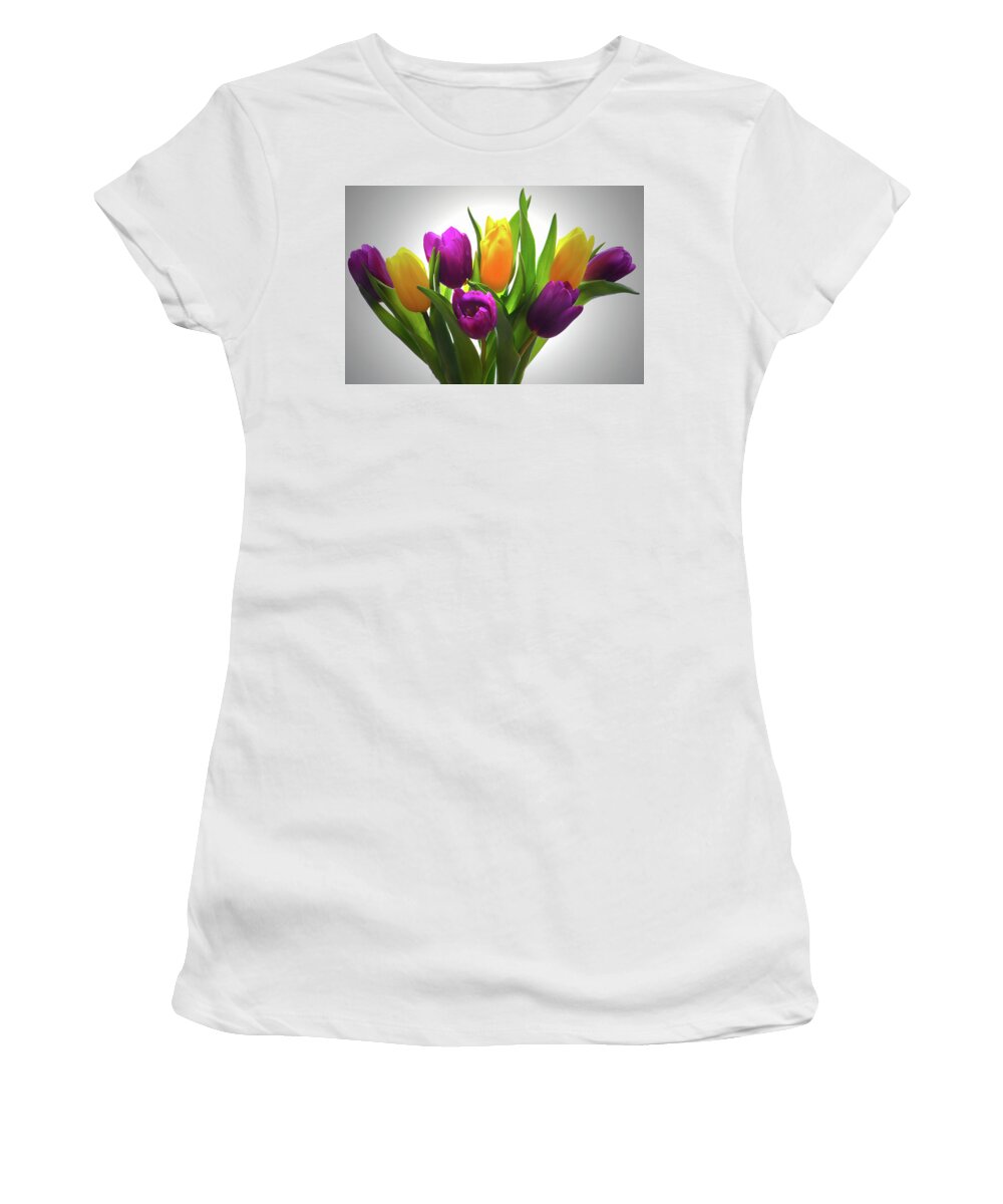 Tulips Women's T-Shirt featuring the photograph Spring Tulips by Terence Davis