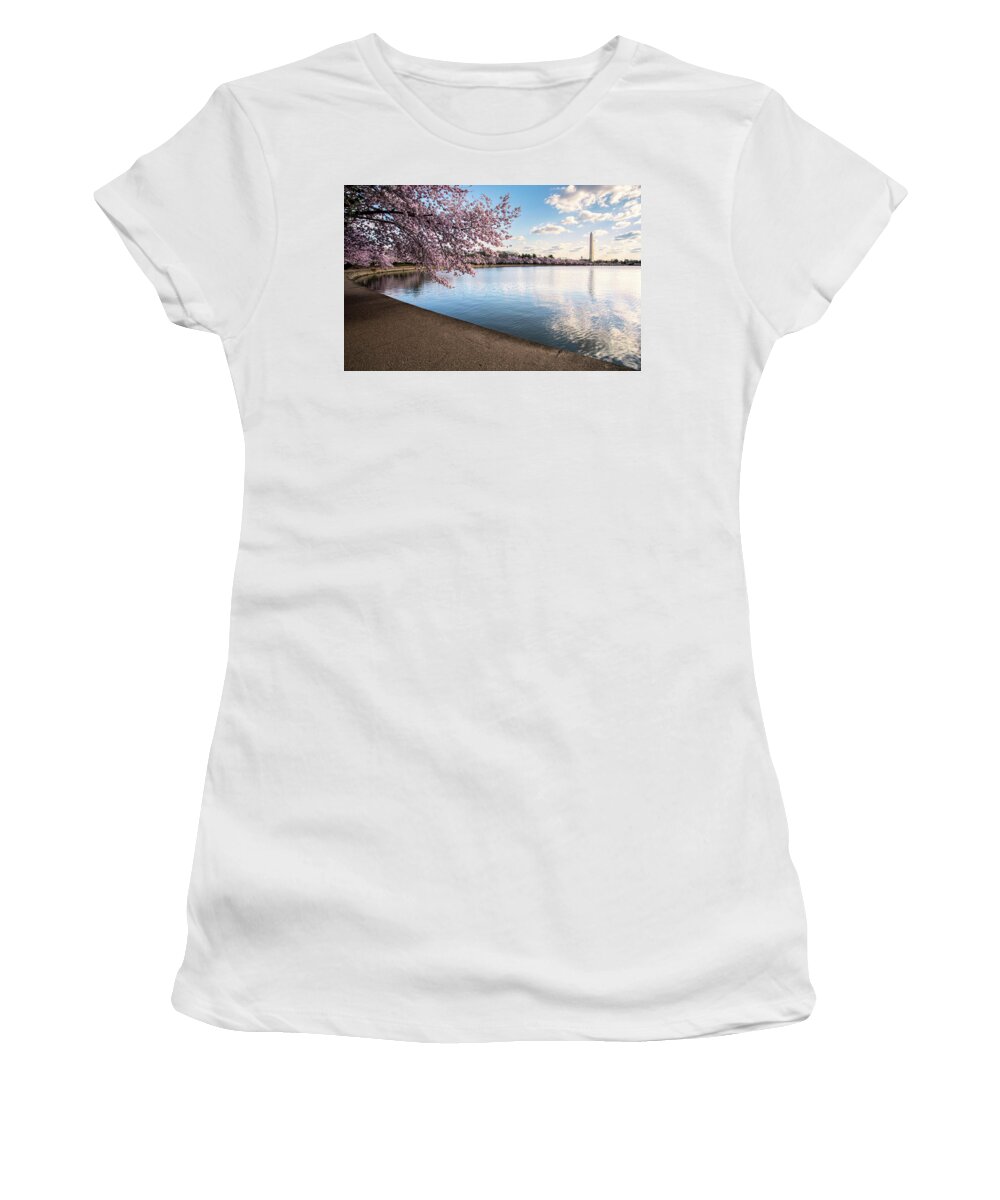Cherry Blossoms Women's T-Shirt featuring the photograph Spring Walk in DC by C Renee Martin