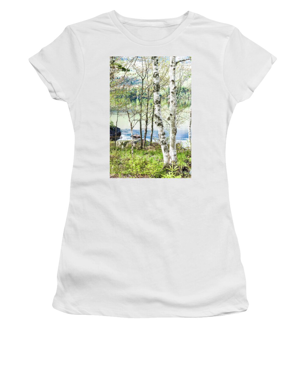 Lake Women's T-Shirt featuring the photograph Springtime at the Lake by Marie Fortin